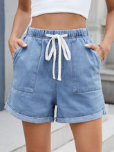 Drawstring Wash Denim Shorts OutfitFlow